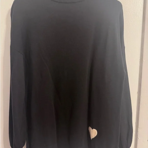 Belle by Kim Gravel Black Sweater with Cream Hearts - Picture 2 of 3